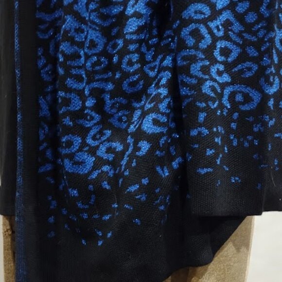 ALFRED DUNNER BLUE & BLACK LEOPARD PRINT STUDS BLING FAUX CAMI 3/4 SLEEVE LG - Picture 5 of 12